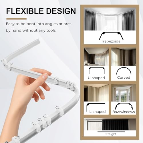 Room Divider Curtains Ceiling Track Sets Blackout Curtain Flexible Bendable Tracks for Patio Sliding Glass Door Bedroom Privacy Partition Separator, 1 Panel Black Drape and White Rail, W72 x L72 in Curtainsart