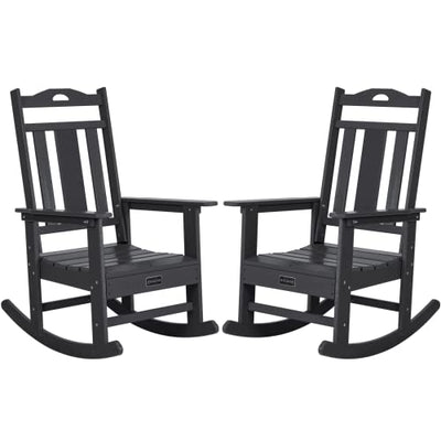 nalone Outdoor Rocking Chairs Set of 2, HDPE All Weather Resistant Rocking Chair for Porch, Oversized Patio Rocker Chair for Adult, Outdoor Rockers for Garden Lawn