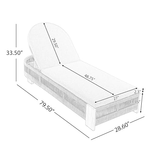 Merax 2-Piece Outdoor Chaise Lounge Chair with Adjustable Backrest & Waterproof Cushion - Acacia Wood Pool Sun Lounger for Patio, Beach, Yard, Garden, Beige