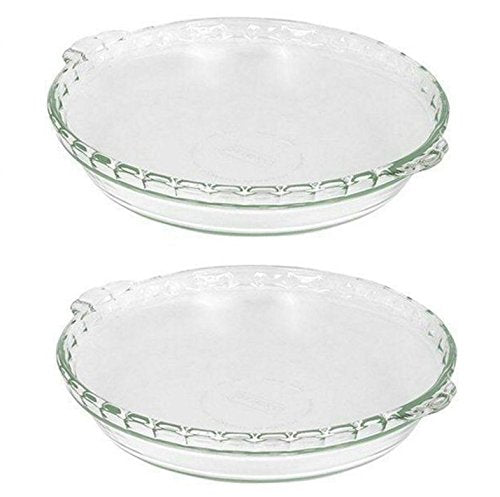 Pyrex Bundle - 2 Items: Bakeware 9-1/2-Inch Scalloped Clear Glass Pie Plates Pyrex