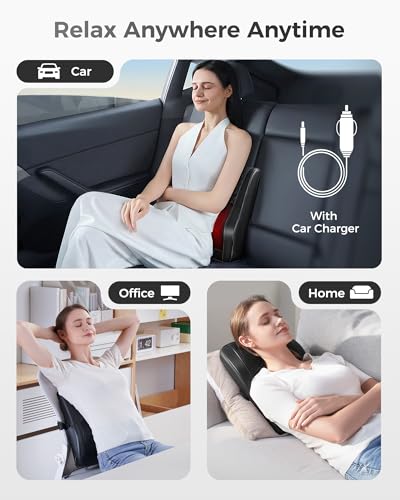 Boriwat Back Massager with Heat, 3D Kneading Massage Pillow for Back, Neck, Shoulder, Leg Pain Relief Deep Tissue, Gifts for Women Men Mom Dad Boriwat