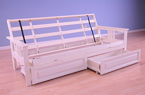 Kodiak Furniture Full Monterey Wood Futon Frame | Antique White Kodiak Furniture