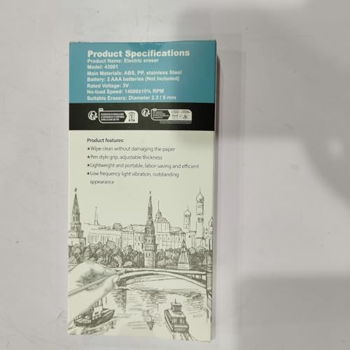 Foyucool Electric Eraser, Battery Operated Automatic Pencil Eraser with 220 Erasers Refills, 2 Erasers Sizes, Comfort Grip Art-Eraser for Drawing, Ideal for Artists, Students, Sketch, Engineers, Black Foyucool