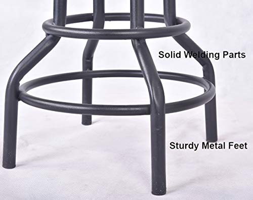 Diwhy Industrial Vintage Bar Stool,Kitchen Counter Height Adjustable Screw Stool,Swivel Bar Stool,Metal Wood Stool,27 Inch,Fully Welded Set of 2 Diwhy