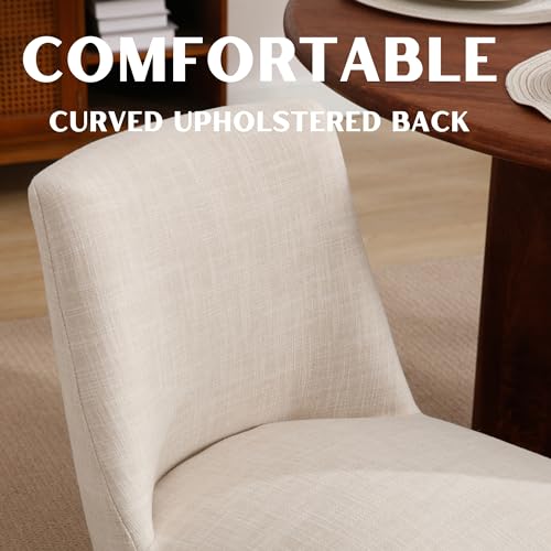 RIVOVA Modern Dining Chairs Set of 6, Comfortable Dining Room Chairs with Back, Linen Fabric Upholstered Kitchen Side Chairs with Wood Legs for Living Room, Beige RIVOVA
