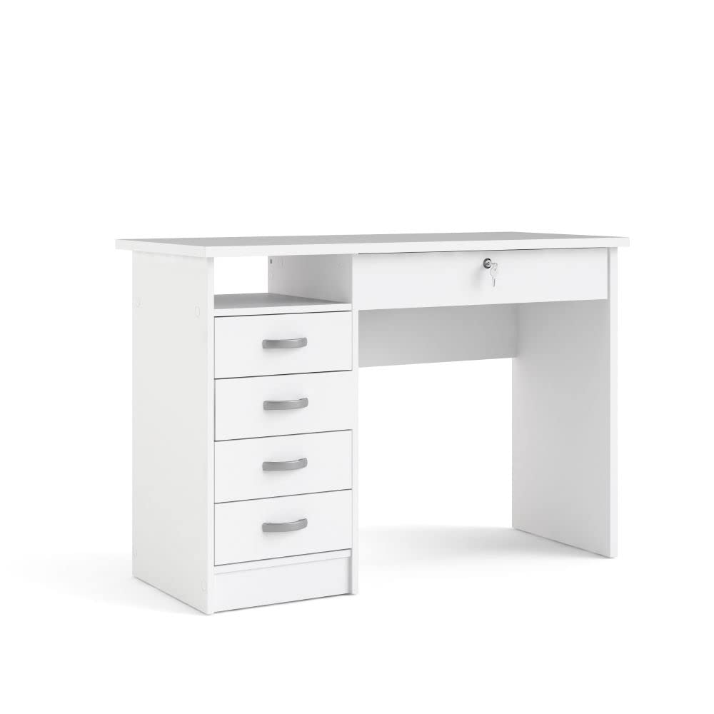 Tvilum Walden Desk with 5 Drawers, White Tvilum