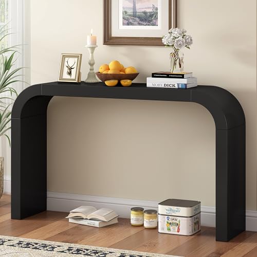 Merax Modern Entryway Table, Black Rounded Silhouette and Smooth Surface Console Table for Living Room, Hallway and Bedroom Merax