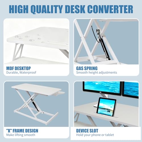 KYDEVO Standing Desk Converter, Height Adjustable Sit to Stand Riser, Dual Monitor and Laptop Workstation with Wide Keyboard Tray, Desk Lifter for Home Office KYDEVO