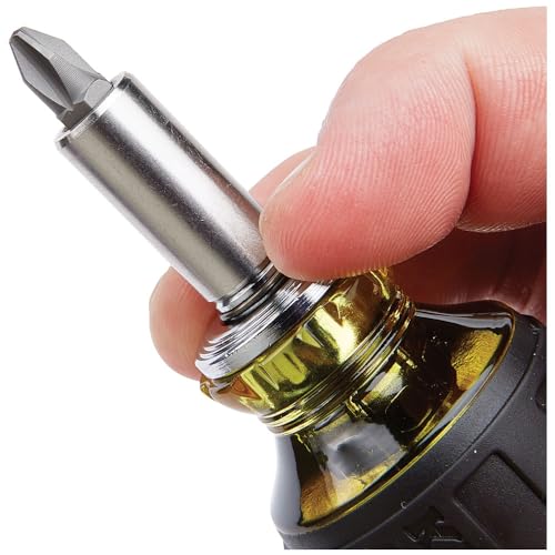Klein Tools 32308 Multi-bit Stubby Screwdriver, Impact Rated 8-in-1 Adjustable Magnetic Tool with Phillips, Slotted, Square and Nut Driver Klein Tools