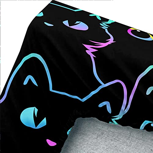 Axolotl Kids Bedding Cute Cat Sheet Set Twin Size, Gradient Line, 4Pcs Kawaii Cat Bed Sets with 1 Fitted Sheet 1 Flat Sheet 2 Pillowcases for Kids Boys Girls Adults Teens, Black Axolotl