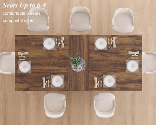 HSH 78” Dinner Table for 6 to 8, Large Wood Rectangular Dining Table, Rustic Kitchen Table only with Black Strong Base, Industrial Dining Room Table for Home Gathering Office, Rustic Brown, 78.74 in HSH