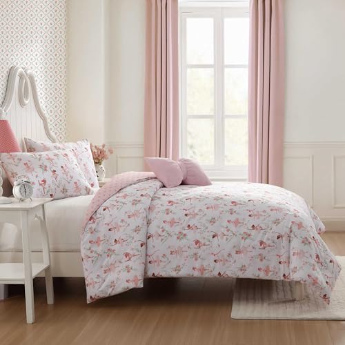 Laura Ashley - Kids Comforter Set, 100% Super Soft Toddler Bedding with Matching Sham & Bonus Decorative Pillow, Ideal Girl Room Essentials (Ballerina Divas Pink, Twin) Laura Ashley