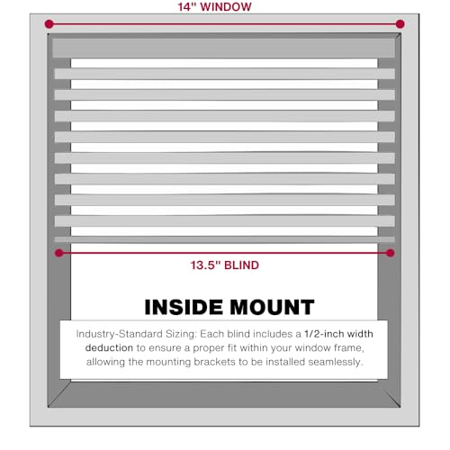 Lotus & Windoware Cordless, 2 Inch Faux Wood Blind, 14" Wide x 84" Long, Window Blinds, Blinds & Shades, Blinds for Indoor Windows, Smooth, Bright White - 14" x 84",Bright White LOTUS & WINDOWARE