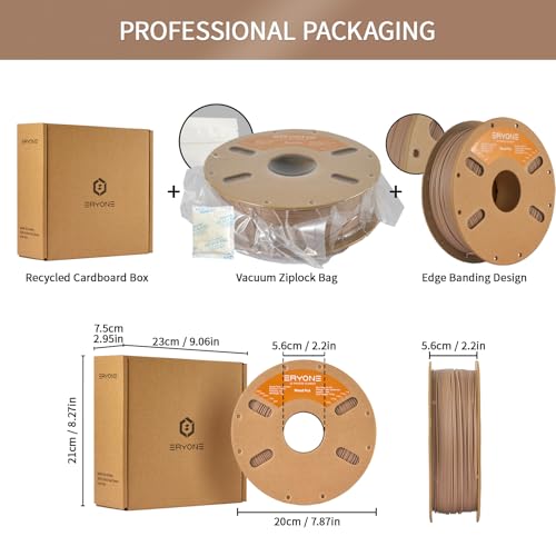 ERYONE Filament PLA 1.75 mm, Special 3D Printing PLA Filament 1.75 mm +/-0.03mm for 3D Printers and 3D Pens, 1kg (2.2lbs)/Spool, Light Wood ERYONE