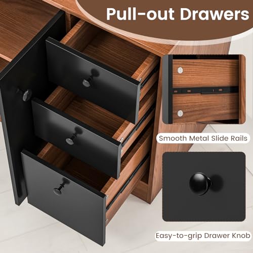 PETSITE Kitchen Buffet Hutch Storage Cabinet, 71'' Freestanding Pantry with 3 Cabinets & Drawers, Adjustable Shelves, Microwave Cupboard for Living Room, Dining Room PETSITE