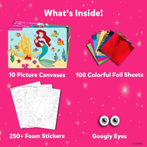 Skillmatics Foil Fun - Disney Princess, Mess-Free Art & Craft Kits for Kids, DIY Creative Activity, Travel Toys, Perfect Gifts for Fans of Moana, Cinderella, Ariel, Jasmine, Ages 4, 5, 6, 7, 8, 9 Skillmatics