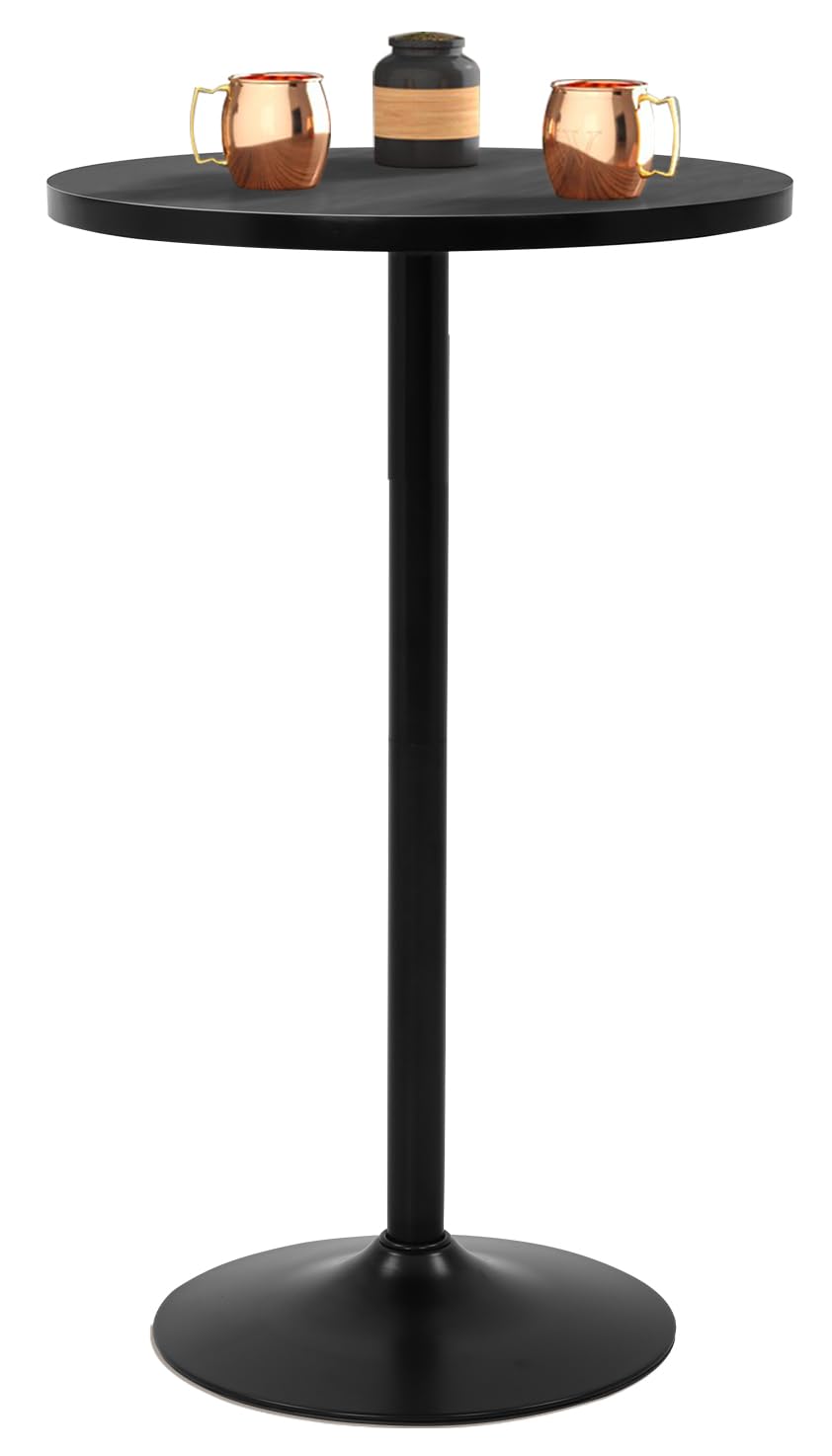 40-Inch High Top Round Bar Table with Metal Base - Sturdy Small Bistro Drink Table for Home & Kitchen Spaces BORGEBY