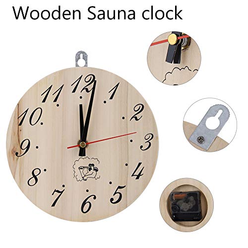 Bewinner 8in Wooden Sauna Clock, Portable Timer Clock for Sauna Room Home Decor Sauna Accessory Bewinner