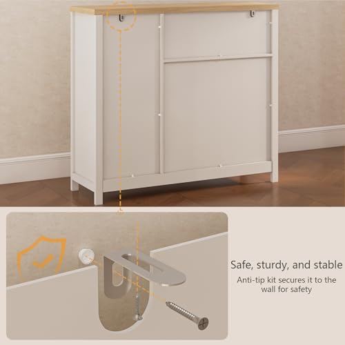 Viaozutis Storage Cabinet with Doors and Drawers,Kitchen Storage Cabinets,with Drawer and Adjustable Shelf(White) Viaozutis