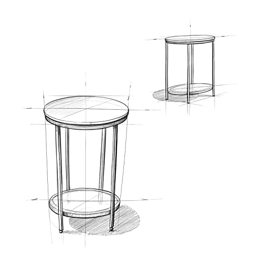 SIMPLIHOME Jenna Contemporary 18 inch Wide Metal Round Accent Side Table in Natural, End, Bedside Table and Nightstand, for the Living Room and Bedroom SIMPLIHOME