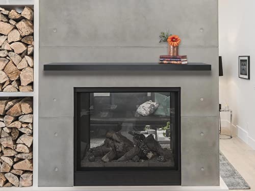 MANTELSDIRECT Titus 52 Inch Metal Stainless Steel Non-Combustible Fireplace Mantel Shelf - Shadow Iron Beautiful Modern Shelf Perfect for Electric Fireplaces and More! MANTELSDIRECT