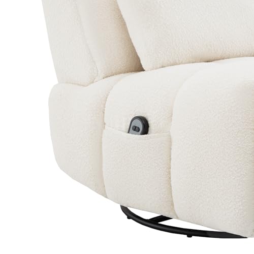 Watson & Whitely Oversized Power Recliner Chair for Adults, Swivel Rocker Recliner Chair with Lumbar Support, Ultra-Comfy Glider Recliner for Living Room Theater Seating Single Sofa, Cream
