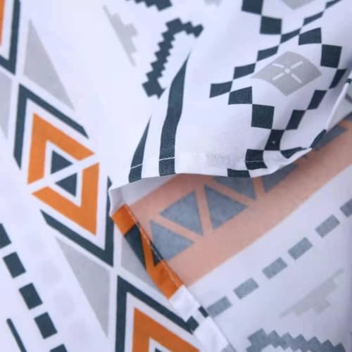MAG 3Pcs Colorful Boho Bed Sheet,Orange Queen Sheet Set,Boho Bedding Sets Queen,1 Fitted Sheet and 2 Pillowcases,14 Inches Deep MAG