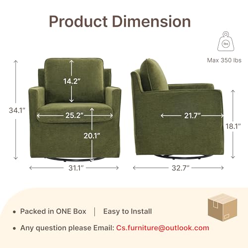 KISLOT Swivel Accent Chair Rocking Recliner 360 Degree Swivel Armchair Machine-Washable Cover for Nursery Living Room Bedroom