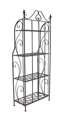Deco 79 Metal Scroll Indoor Outdoor Tall Folding 4 Shelf Bakers Rack, 25" x 12" x 64", Black Deco 79