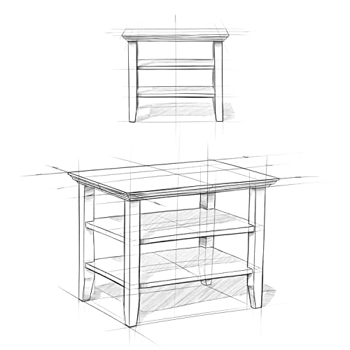 SIMPLIHOME Acadian SOLID WOOD 14 inch wide Rectangle Rustic Contemporary Narrow Side Table in Brunette Brown with Storage, 2 Shelves, for the Living Room and Bedroom SIMPLIHOME