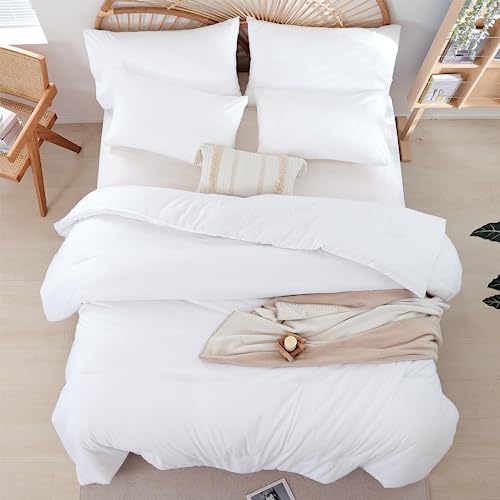 weigelia Full Size Comforter White Modern 3PCS Microfiber Full Size Comforter Sets for All Season Comforter for Men, Women and Girls Soft Lightweight Bed Comforter Set weigelia