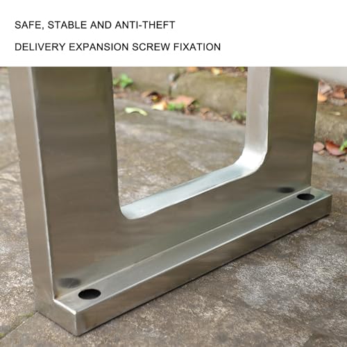 Garden Bench Outdoor Bench Seat - Backless Patio Garden Bench, Stainless Steel and Wood Plastic Material, Rectangular Dining Chair for Yard, Park, Balcony, Outdoor Furniture (One Color 120 * 40 * 45c JHKJDS