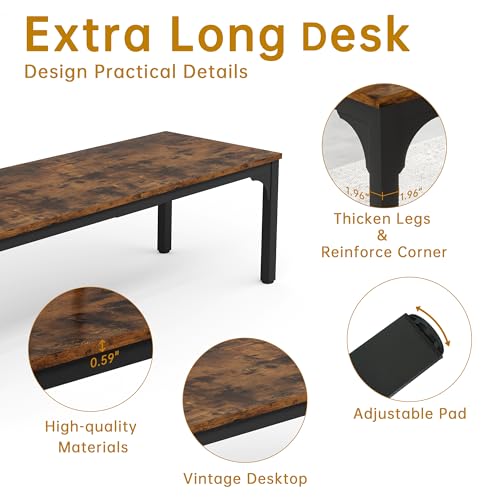 13FT Conference Table, Super Sturdy Large Rectangle Meeting Seminar Table for 10-14 Person, Long Business Tables, 2 Pcs Brown Trggivs