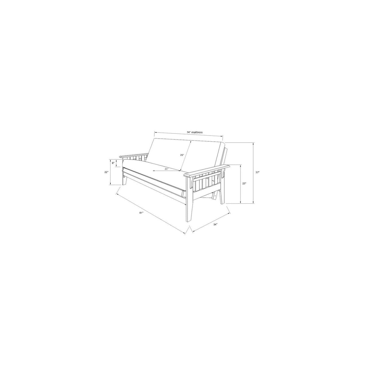 Kodiak Furniture Tucson Full Size Futon Frame, Rustic Walnut Kodiak Furniture