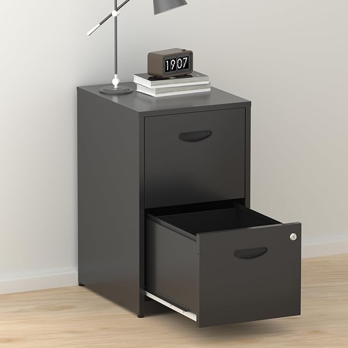 TIMELESS PIECES 2-Drawer Black Metal File Cabinet for Home Office, Locking, Small, Vertical TIMELESS PIECES
