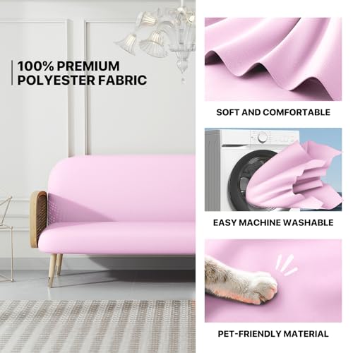 MoNiBloom Queen Size Futon Cover, Armless Stretch Futon Slipcover Armless Sofa Cover Furniture Protector, Durable & Washable Zippered Futon Couch Cover for Adults Kids and Pets, LightPink MoNiBloom