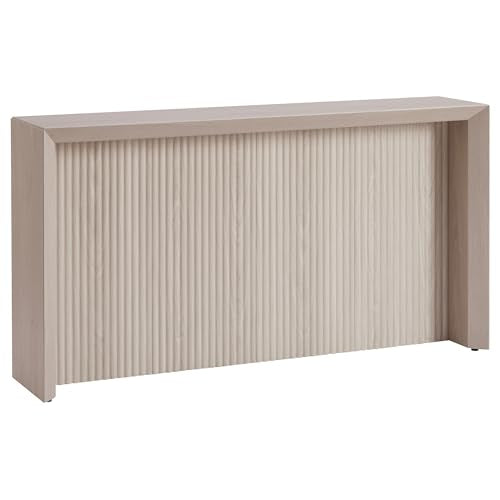 Henn&Hart 56" Fluted Wooden Rectangular Console Table Ribbed Entryway Table, Sofa Table for Entryway, Living Room, Couch, Hallway, or Office, Beech White Henn&Hart