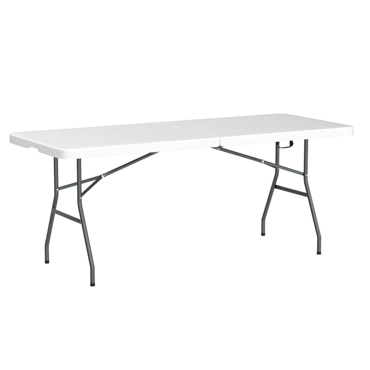 Goplus 6ft Folding Table, Indoor Outdoor Foldable Plastic Folding Tables, Heavy-Duty Rectangular Fold Up Table w/Handle, Portable Utility Card Table for Picnic, Party, Dining, Camping, Beach, White Goplus