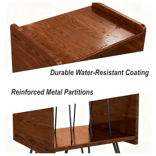 Colitchi Record Player Stand with Vinyl Storage – Compact 12×15in Turntable Tabletop, 27in Tall Mid Century Modern Record Player Cabinet for Small Spaces Colitchi