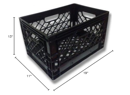 Authentic 19x13x11 6 Gallon 24 Quart Rectangular Dairy Milk Crate (BLACK) Hengulus