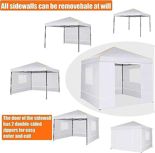 COBIZI 10x10 Canopy Tent with Sidewalls and Mesh Windows 2.0,10x10 Pop up Tent for Parties,Commercial Instant Canopies with Heavy Duty Bag,White Gazebo for Outdoor Activities COBIZI