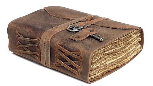 cuero Vintage Leather Journal - Antique Handmade Leather Bound journal with deckle edge paper for Men And Women Diary - Leather Sketchbook - Drawing Journal Notebook - Great Gift (5 by 7 inch) cuero