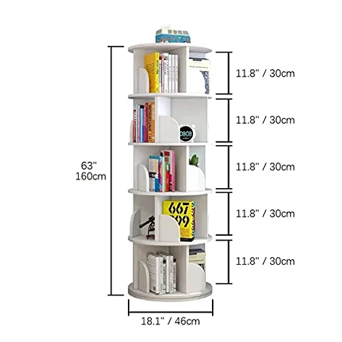 5-Tier 360° Rotating White Bookshelf Organizer TOYTEXX INC & DESIGN