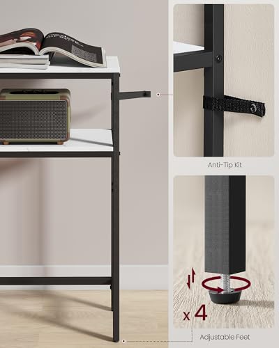 VASAGLE Console Table, 2-Tier Narrow Sofa Table with 2 Shelves, 7.9 x 31.5 x 31.5 Inches, for Living Room, Hallway, Entryway, Marble White and Ink Black ULNT130W59V1 VASAGLE