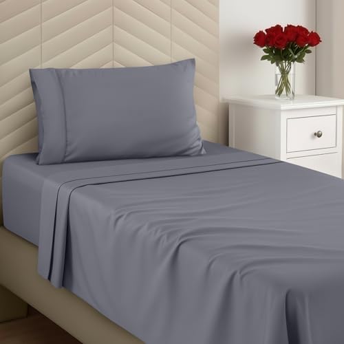 Utopia Bedding Twin Size 3 Piece Sheet Set - Brushed Microfiber - Soft Bed Sheets for Twin Size Bed Set - Includes 1 Fitted, 1 Flat, & 1 Pillow Case - Deep Pocket (Grey) Utopia Bedding