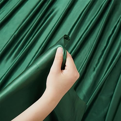 Ersmak Satin Flat Sheet Only, Single Flat Sheet Twin, Luxury & Ultra Soft Silky Bedding Top Sheet for Twin Mattress - Emerald Green Ersmak