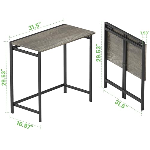 Elephance Folding Desk No Assembly Required 31.5" Small Foldable Computer Desk for Small Spaces, Space Saving Study Writing Office Desk Foldable Table for Home Office Black Oak Elephance