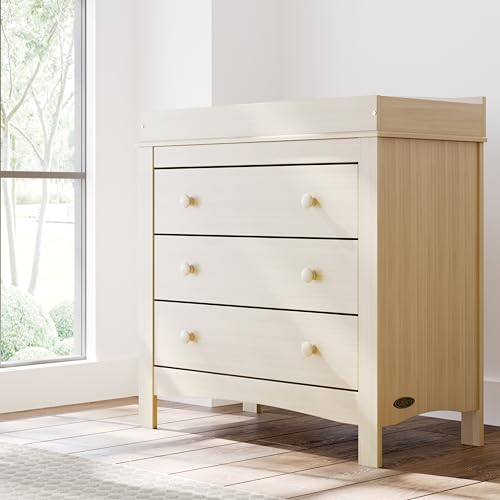 Graco Noah 3 Drawer Changing Table Dresser (Driftwood) – GREENGUARD Gold Certified, Includes Interlocking Drawer System Graco