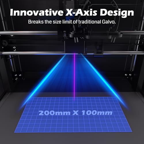Genmitsu Kintix Laser Engraver 5W 5000mW, 90000mm/min Ultra Fast Galvo Laser with Auto-Lifting, 200x100mm Large Area for Jewelry, Metal, Wood, Compatible with LightBurn, APP Supported, Class 1 Safety Genmitsu