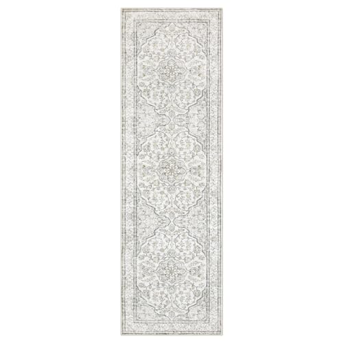 Lahome Oriental Washable Hallway Runner Rug,2.5x8 Boho Rug Runners for Hallways Non Slip,Runner Rug for Entryway Indoor,Traditional Thin Carpet Runner for Kitchen Laundry Bathroom,(8ft,Beige) Lahome